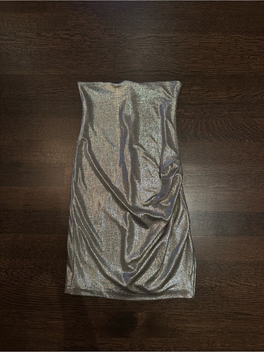 Arti Gogna strapless silver metallic mini dress